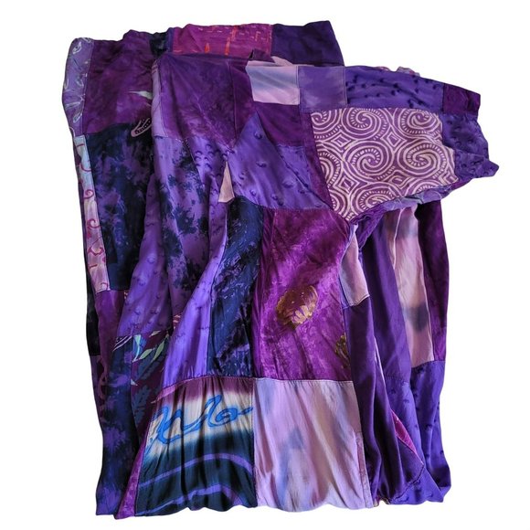Purple Patchwork Dress Caftan Beach Coverup Trapeze Boho Woman's 3X Plus LH8142 - Picture 4 of 10